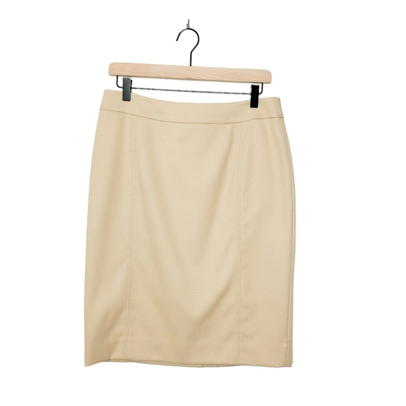 Classiques‎ Entier Womens Neutral Cream Textured Knit Career Wear Pencil Skirt 6 - Picture 1 of 7